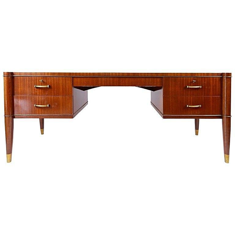 De Coene, Important Art Deco Mahogany Desk Circa 1930/1940-photo-2