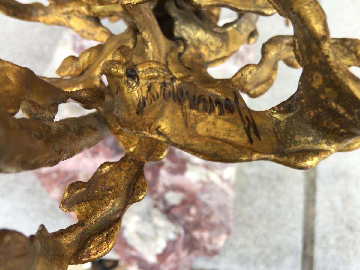 Brutalist Brass Lamp On A Marble Base, Signed Paul Moerenhout, Circa 1970-photo-4