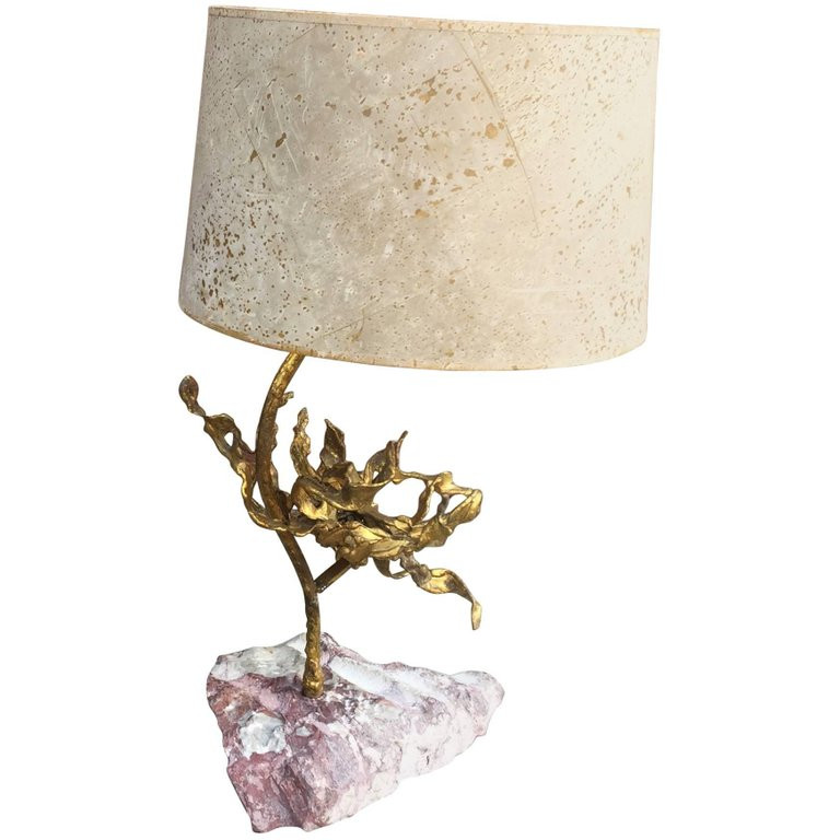 Paul Moerenhout , lampe sculpture  en bronze  sur un socle en marbre, signée , circa 1970