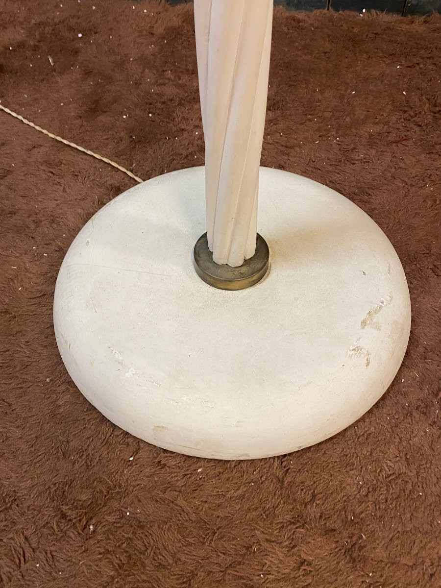 Art Deco Neo-classical Floor Lamp In Lacquered Wood And Brass, Circa 1930/1940 -photo-2