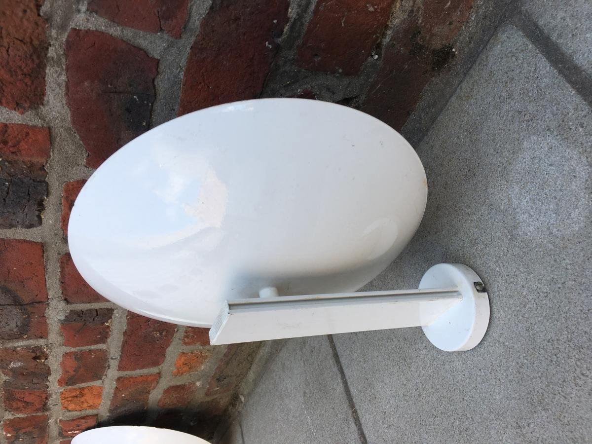 Set Of 6 Lacquered Metal Wall Lights Circa 1970/1980 Halogen Lighting -photo-2