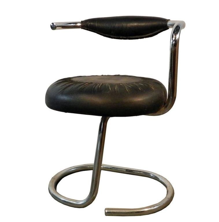 Giotto Stoppino, 10 Chrome And Moleskine Chairs Italy 1970 -photo-2