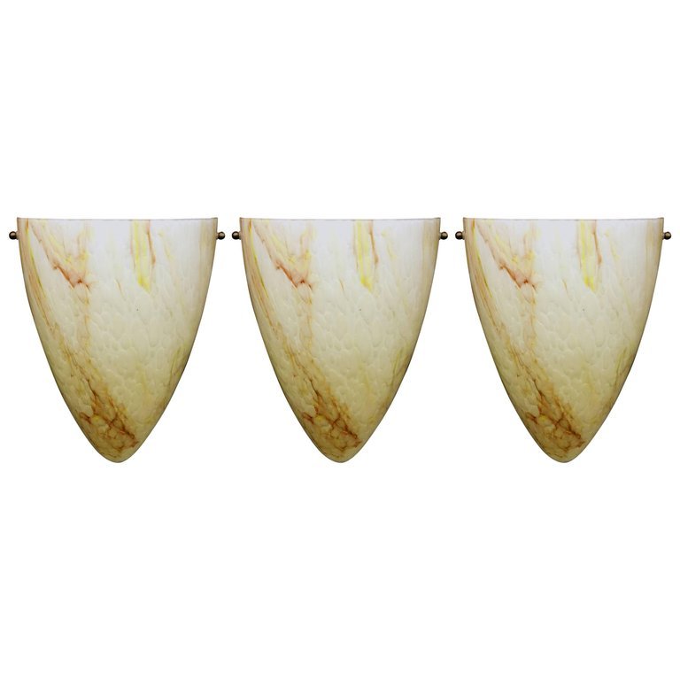 Set Of 3 Tinted Glass Wall Sconces, Circa 1970, Clichy Style, Murano-photo-1