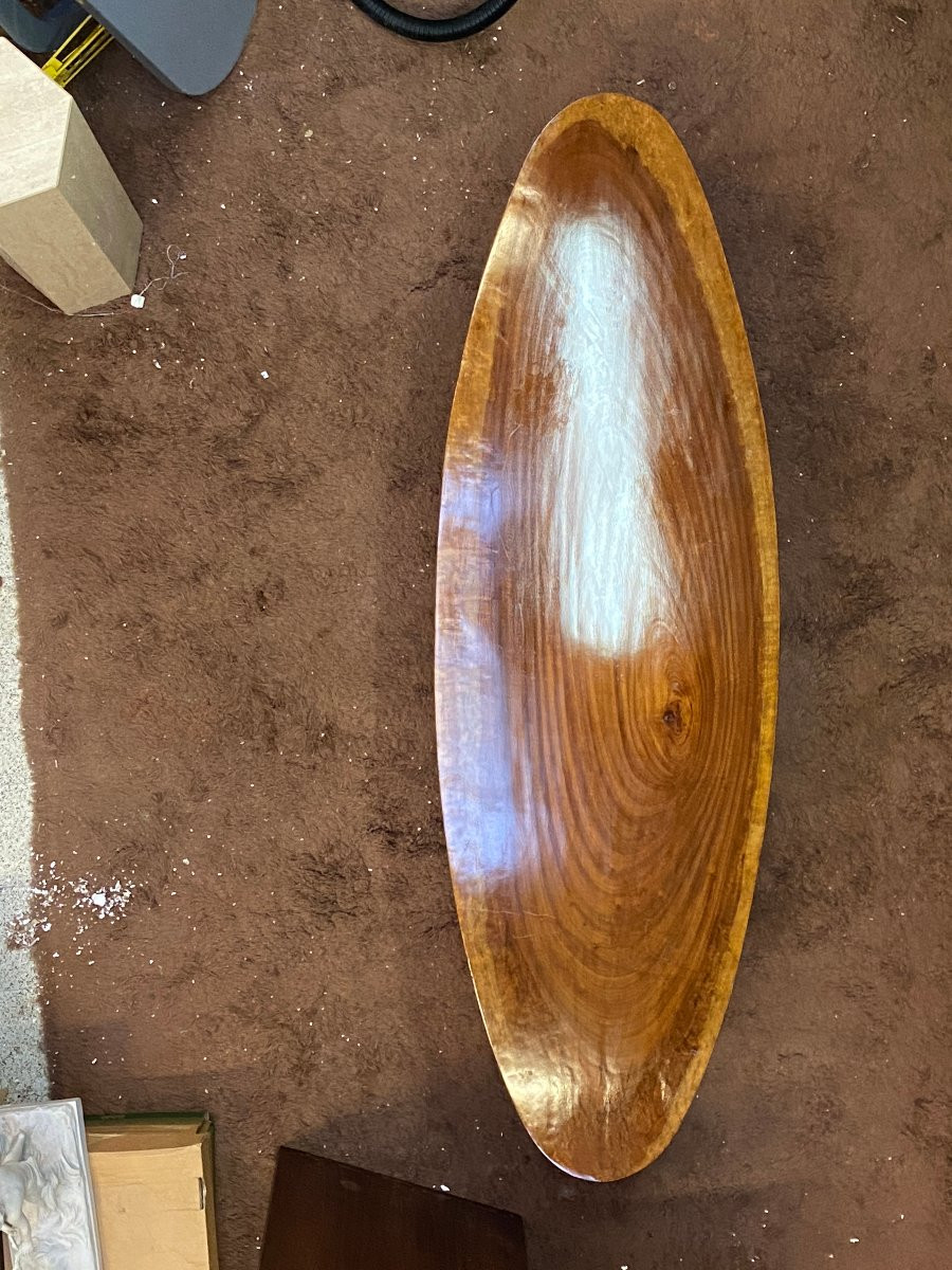 tres grande table basse a plateau monoxyle d'une tranche d'arbre , travail ancien-photo-4