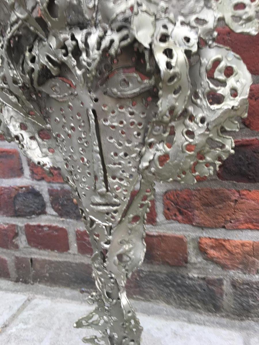 Krister, Lampe/sculpture Brutaliste En Métal, Signée et datée 72-photo-3