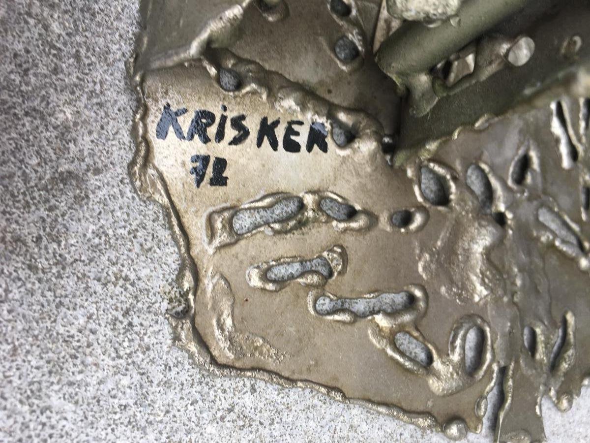 Krister, Lampe/sculpture Brutaliste En Métal, Signée et datée 72-photo-4