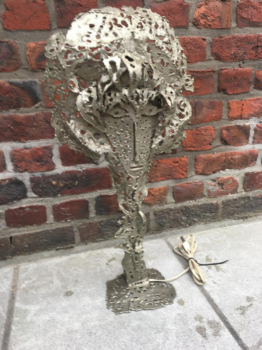 Krister, Lampe/sculpture Brutaliste En Métal, Signée et datée 72