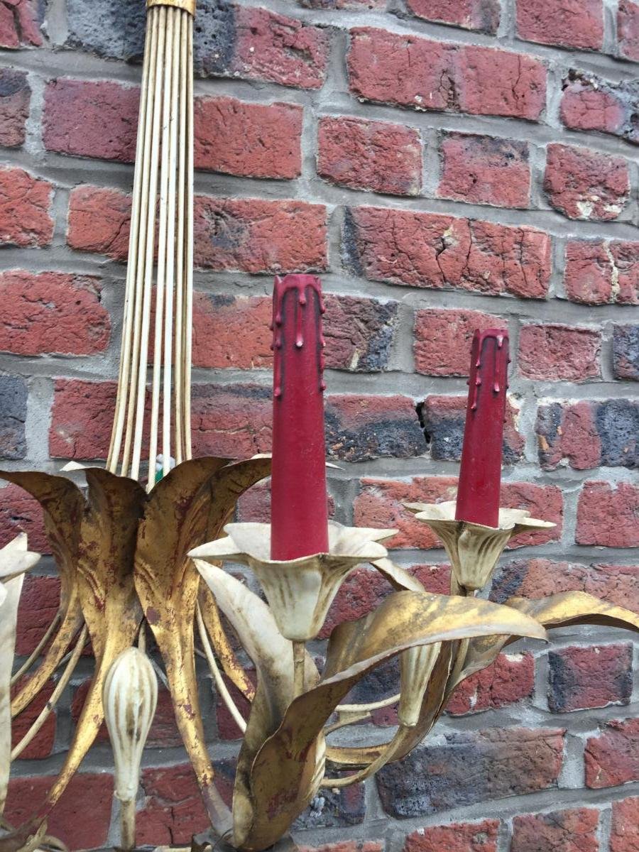 Paire De Grandes Appliques Art Deco, En Métal Laqué Circa 1940 -photo-6