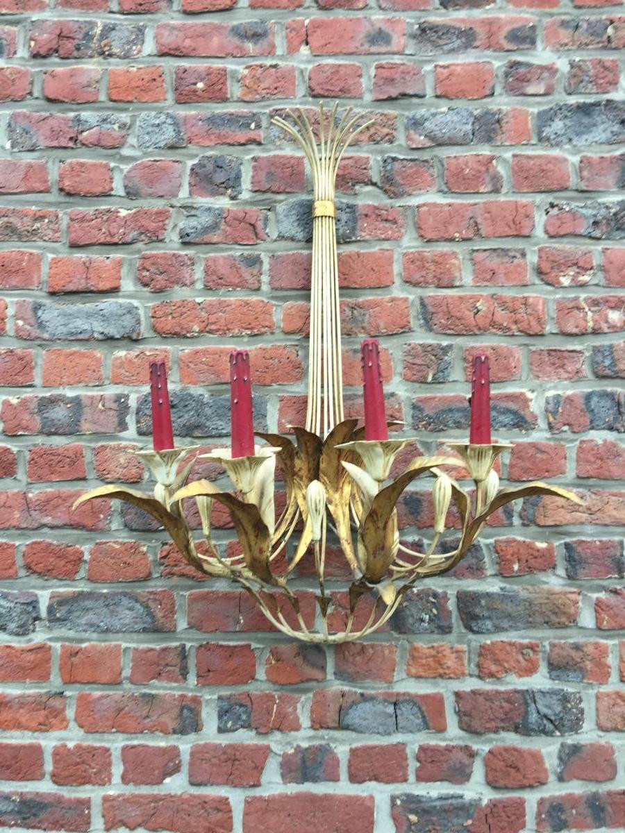 Paire De Grandes Appliques Art Deco, En Métal Laqué Circa 1940 