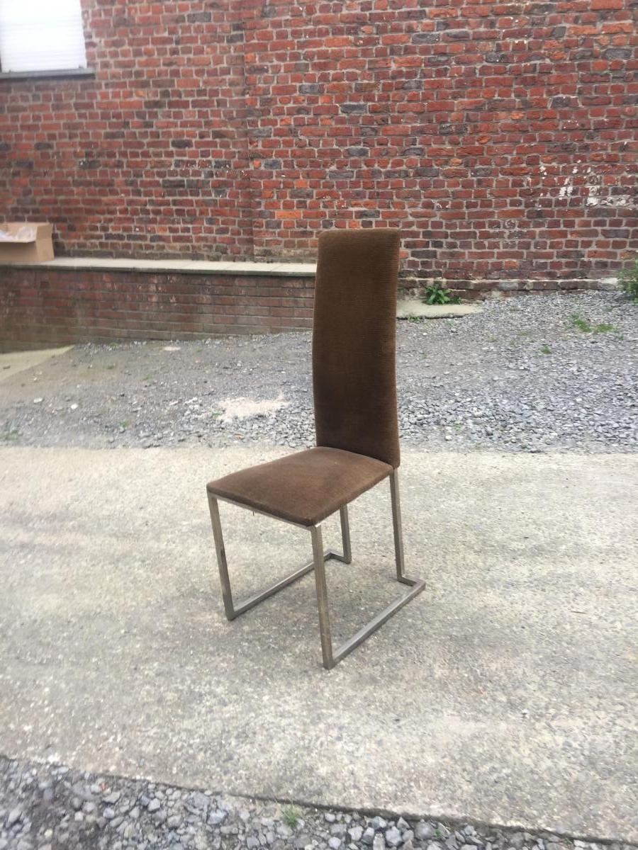 Maison Jansen ,Suite de 6 chaises hauts dossiers circa 1970 -photo-3