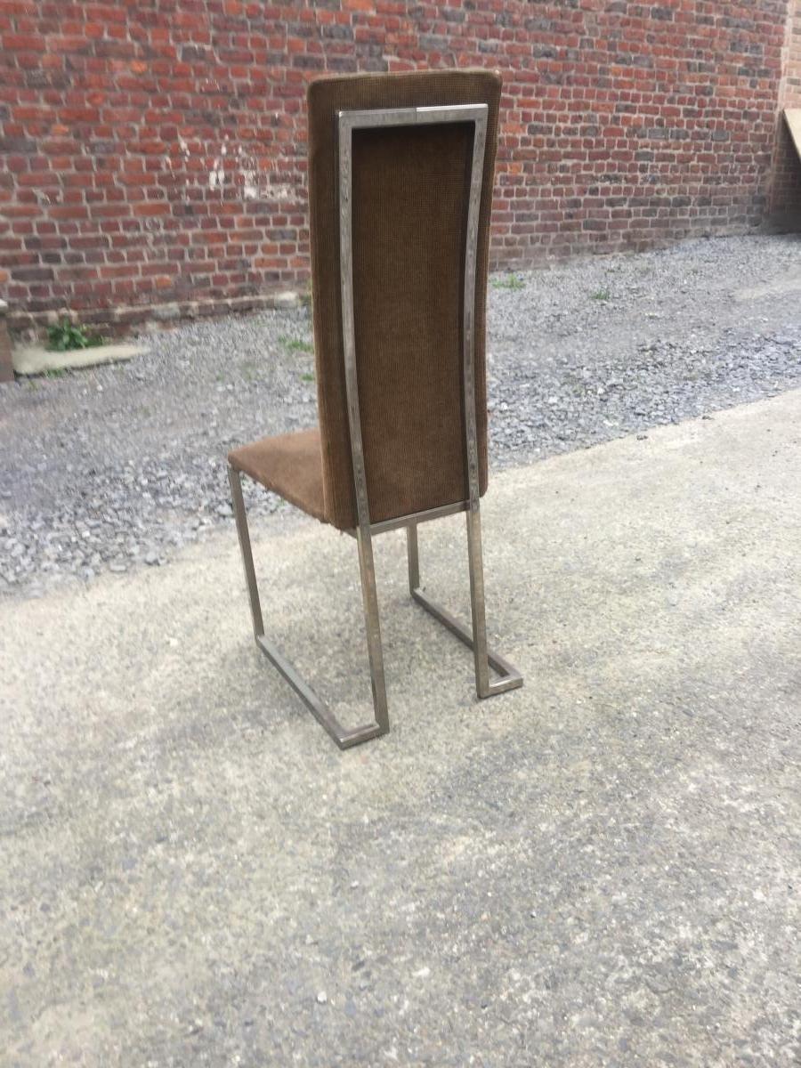 Maison Jansen ,Suite de 6 chaises hauts dossiers circa 1970 -photo-2
