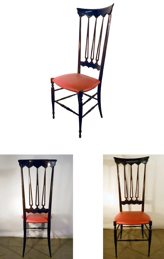Travail Italien , Chaise En Bois Noirci Et Vernis Vers 1950 -photo-2