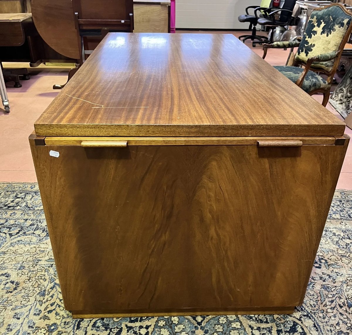 Art Deco Mahogany Desk To Be Restored, Circa 1930/1950-photo-2