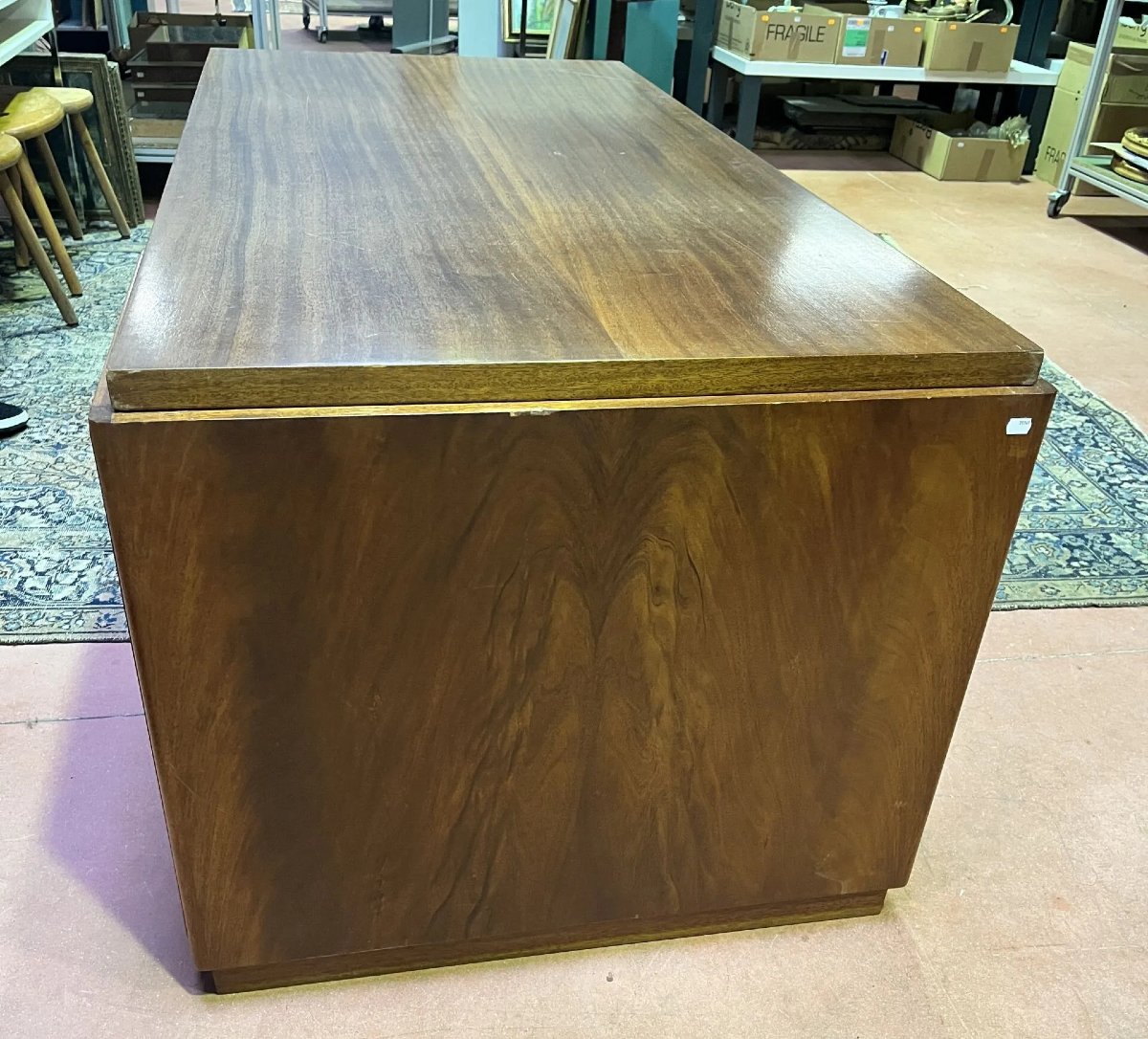 Art Deco Mahogany Desk To Be Restored, Circa 1930/1950-photo-2