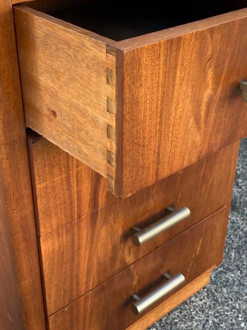 Art Deco Mahogany Desk To Be Restored, Circa 1930/1950-photo-3