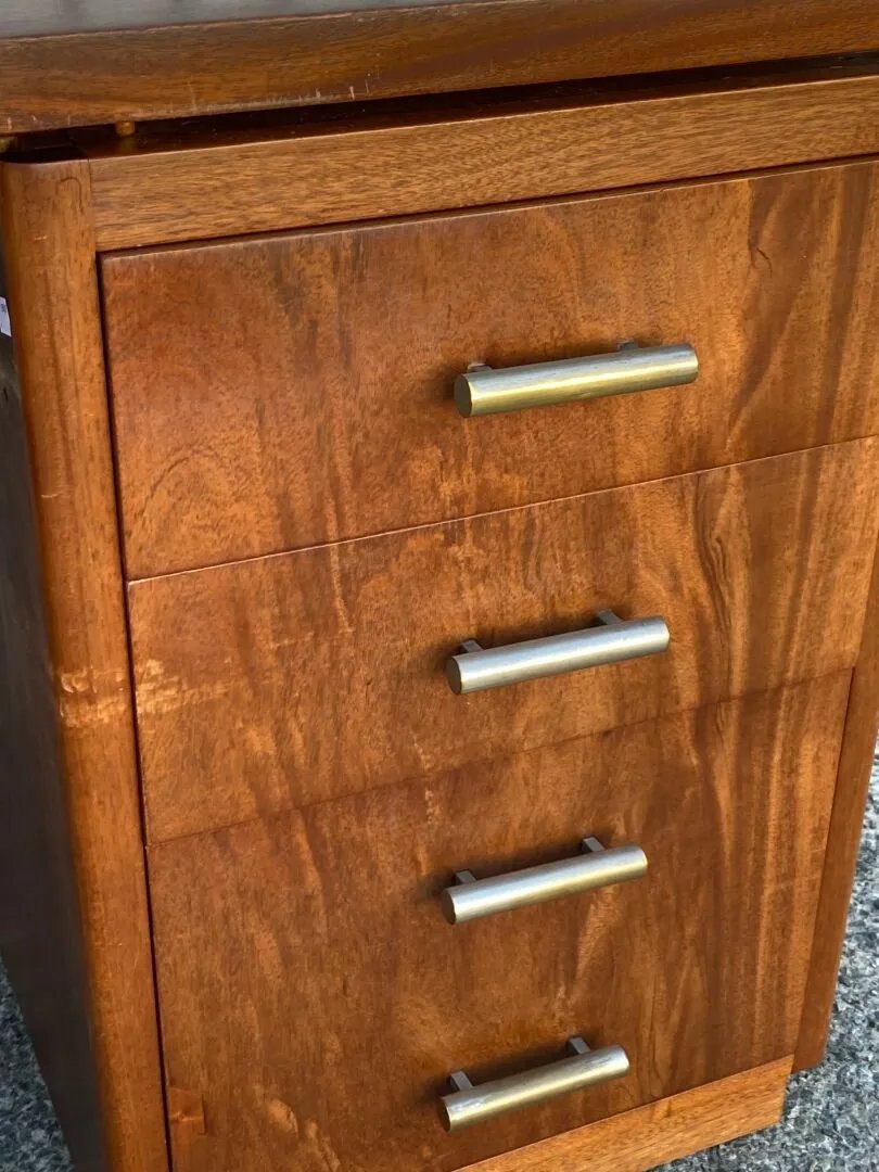 Art Deco Mahogany Desk To Be Restored, Circa 1930/1950-photo-4