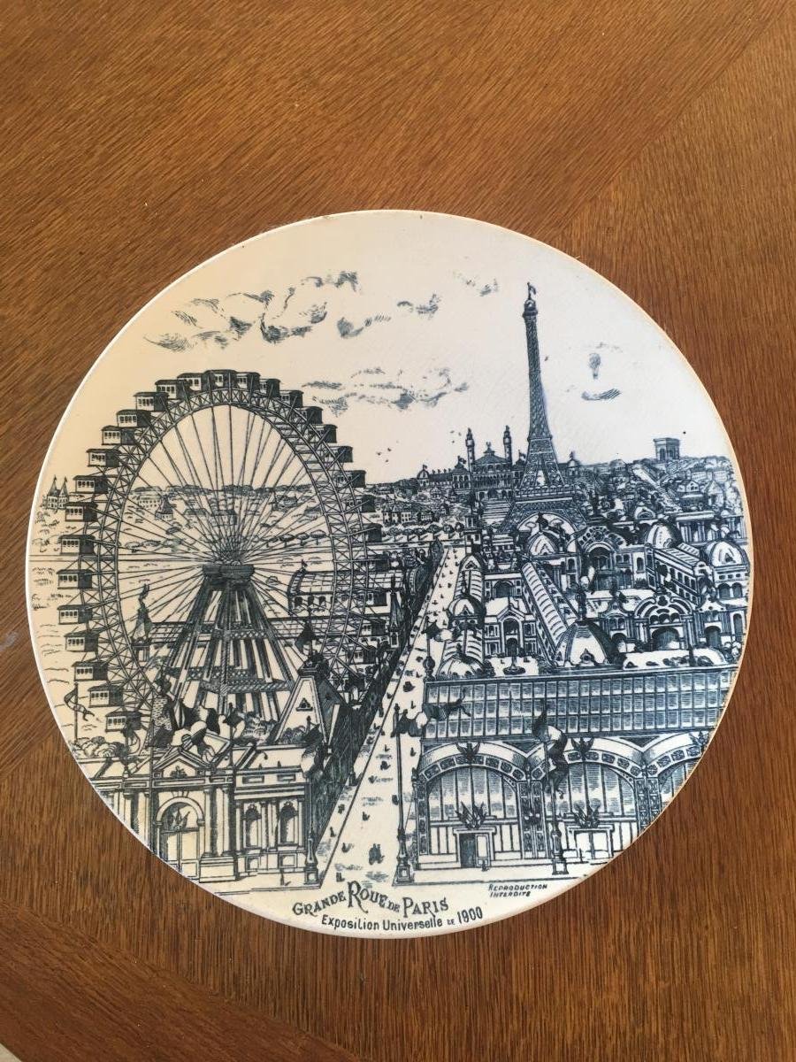  "Grand Plat En Céramique , "la Grande Roue De Paris ,exposition Universelle De Paris 1900-photo-2