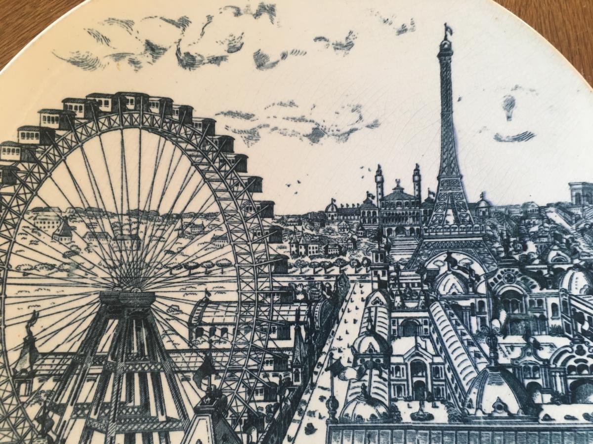  "Grand Plat En Céramique , "la Grande Roue De Paris ,exposition Universelle De Paris 1900-photo-3