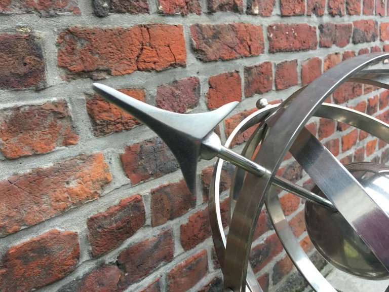 Sphere Armilaire En Métal Nickelé Circa 1970 -photo-5