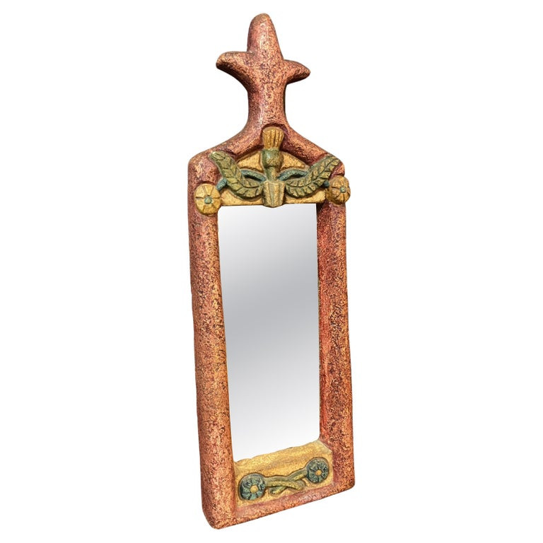 GRUER Claude (1923-2013) et Marie-Madeleine (XXe) -  miroir en terre chamottée 