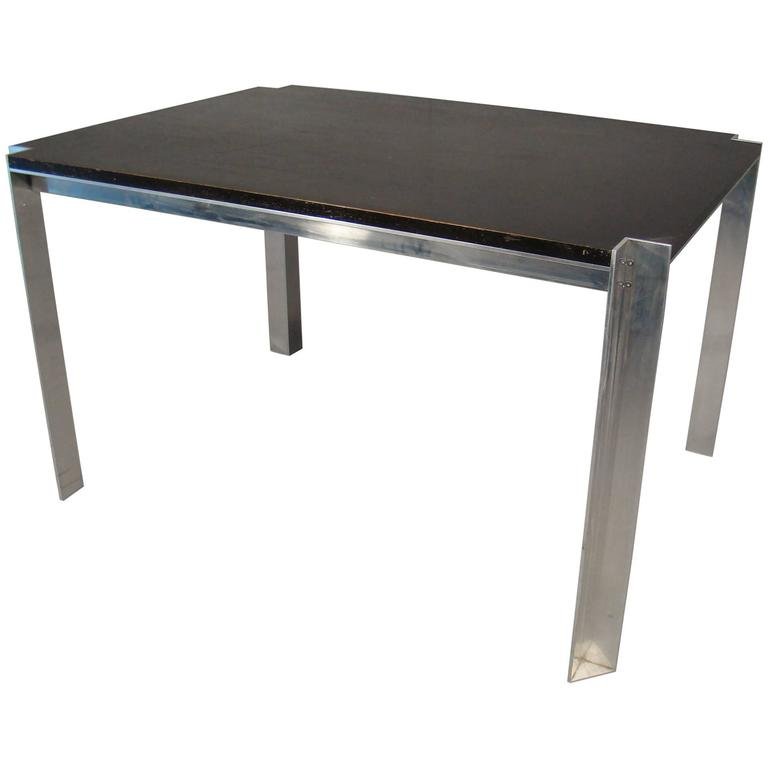 Georges Frydman, table fonte d'aluminium et bois circa 1970, Edition E.F.A-photo-2