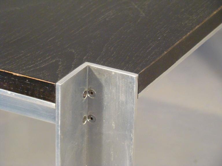 Georges Frydman, table fonte d'aluminium et bois circa 1970, Edition E.F.A-photo-3