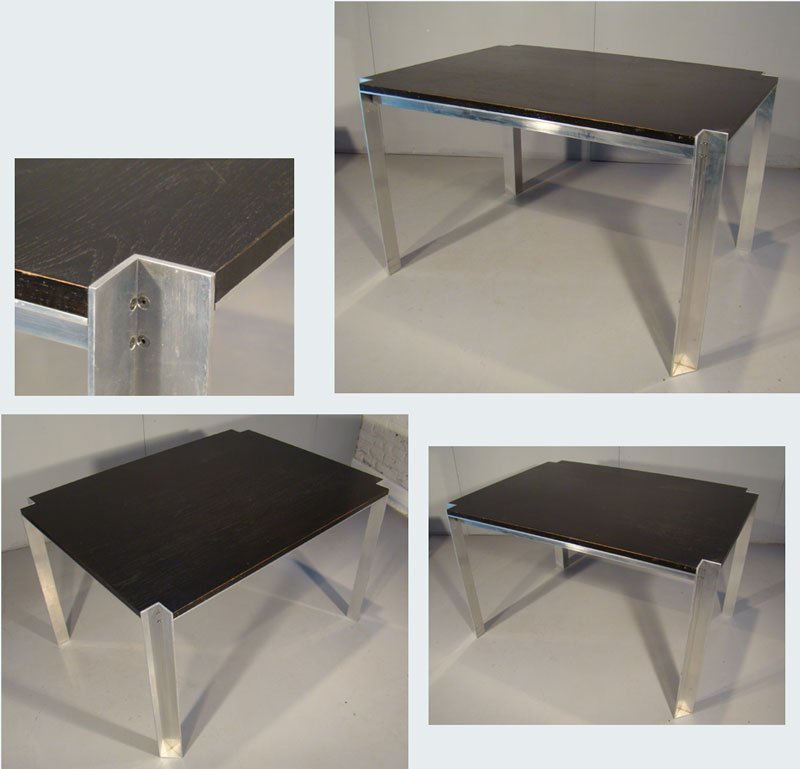 Georges Frydman, table fonte d'aluminium et bois circa 1970, Edition E.F.A-photo-4