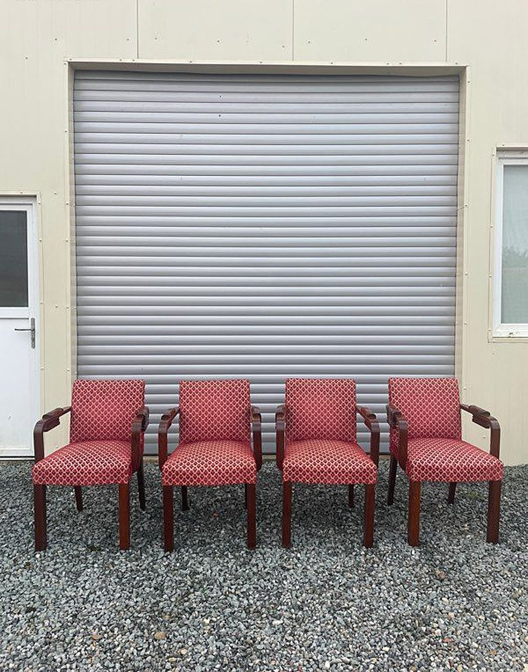 Charles Dudouyt (1885-1946) 4 Art Deco Bridge Chairs In Oak Circa 1940-photo-4