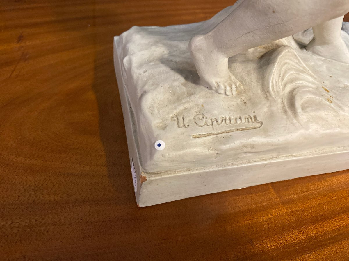 Ugo Cipriani (1887-1960) Large Art Deco Terracotta, White Patina, Circa 1930-photo-3