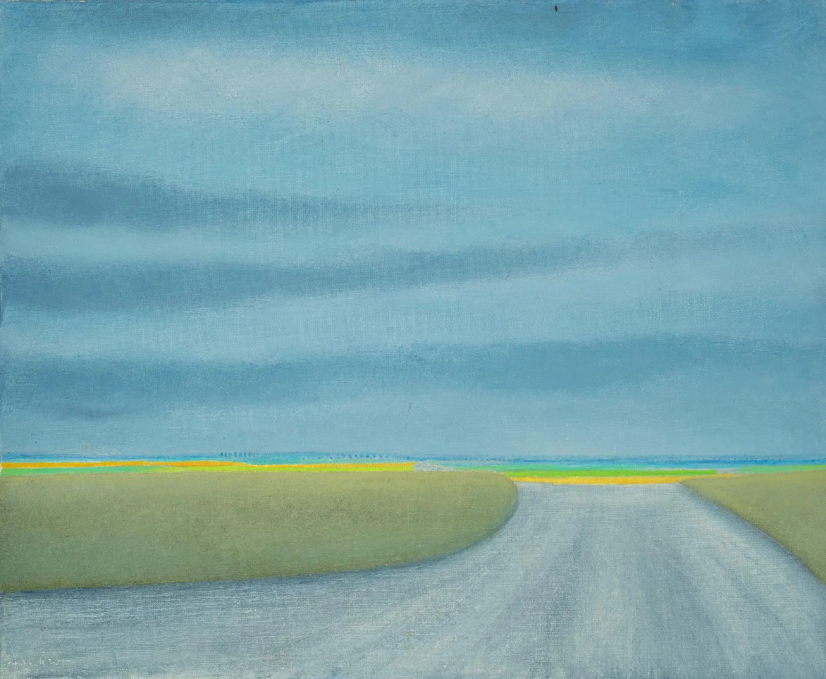 Michel LE ROY (1916 - 2008) . Paysage Huile sur toile. H. 60 x L. 73cm 