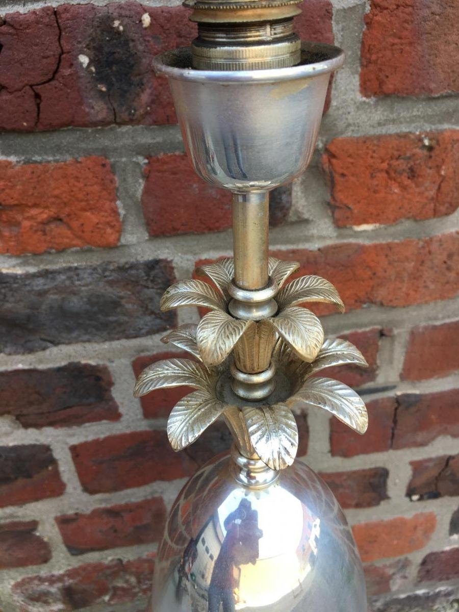 Silver-plated Metal Lamp, Maison Charles Style, Circa 1970 -photo-4
