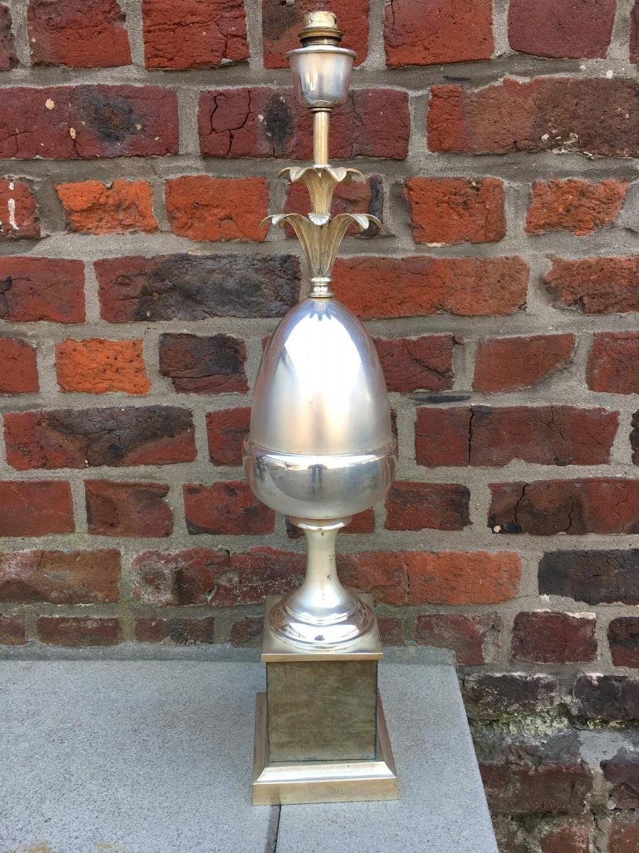 Silver-plated Metal Lamp, Maison Charles Style, Circa 1970 -photo-4