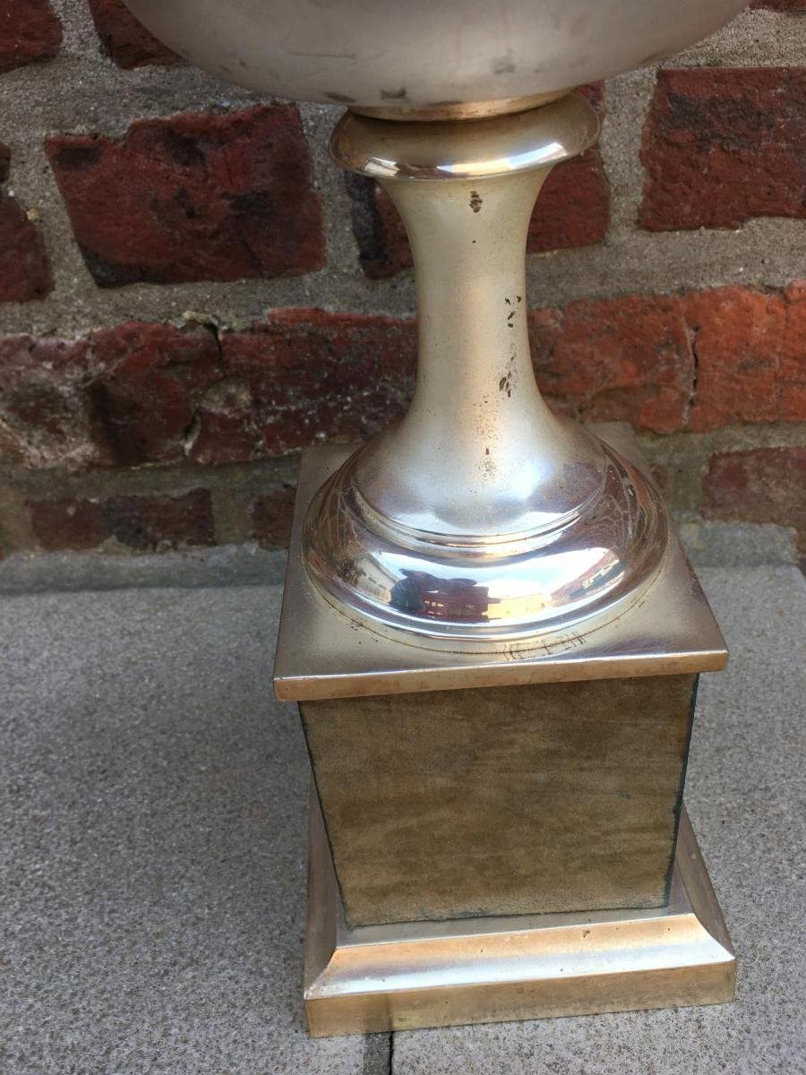 Silver-plated Metal Lamp, Maison Charles Style, Circa 1970 -photo-5