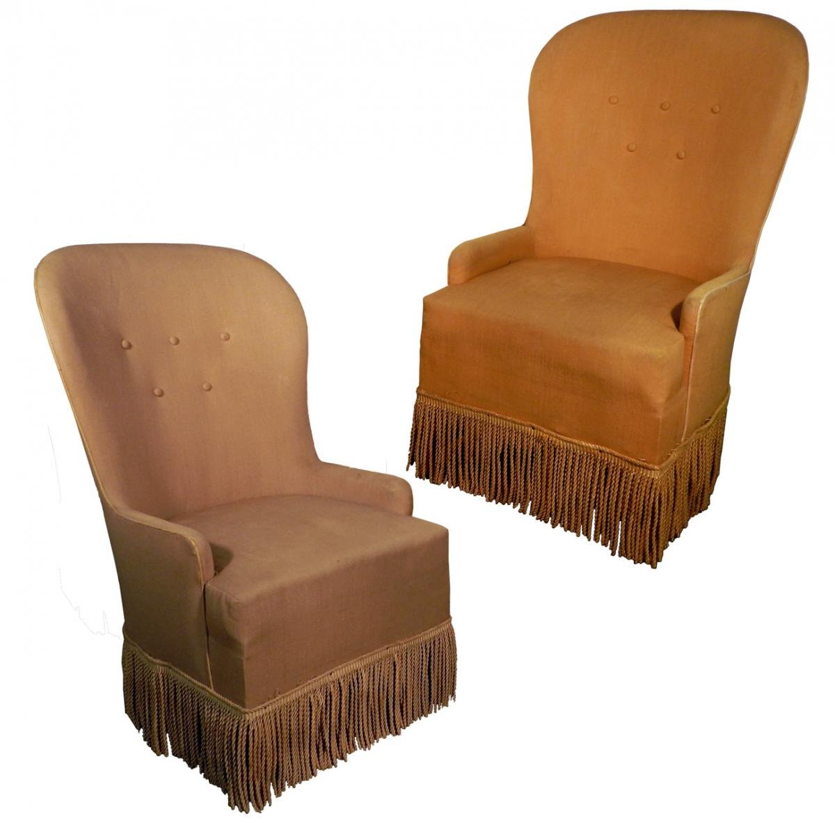 Originaux Petits Fauteuils Crapauds néo classiques  Vers 1940/ 1950 -photo-3