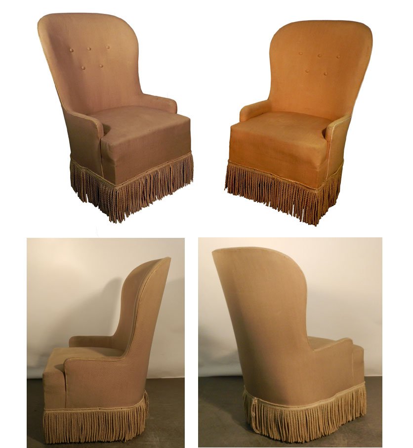 Originaux Petits Fauteuils Crapauds néo classiques  Vers 1940/ 1950 -photo-4