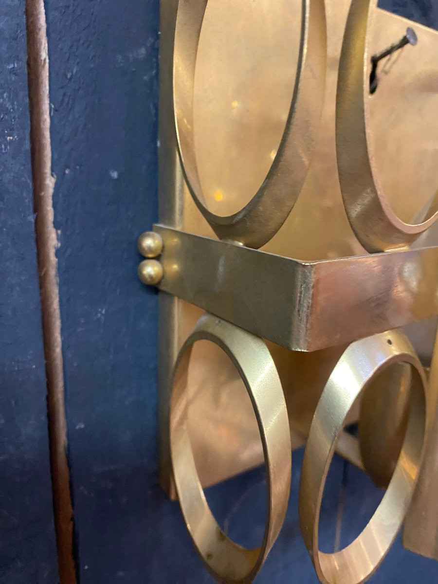 3 appliques 1970 en laiton et petites perles rondes en verre, laissant diffuser la lumière-photo-4