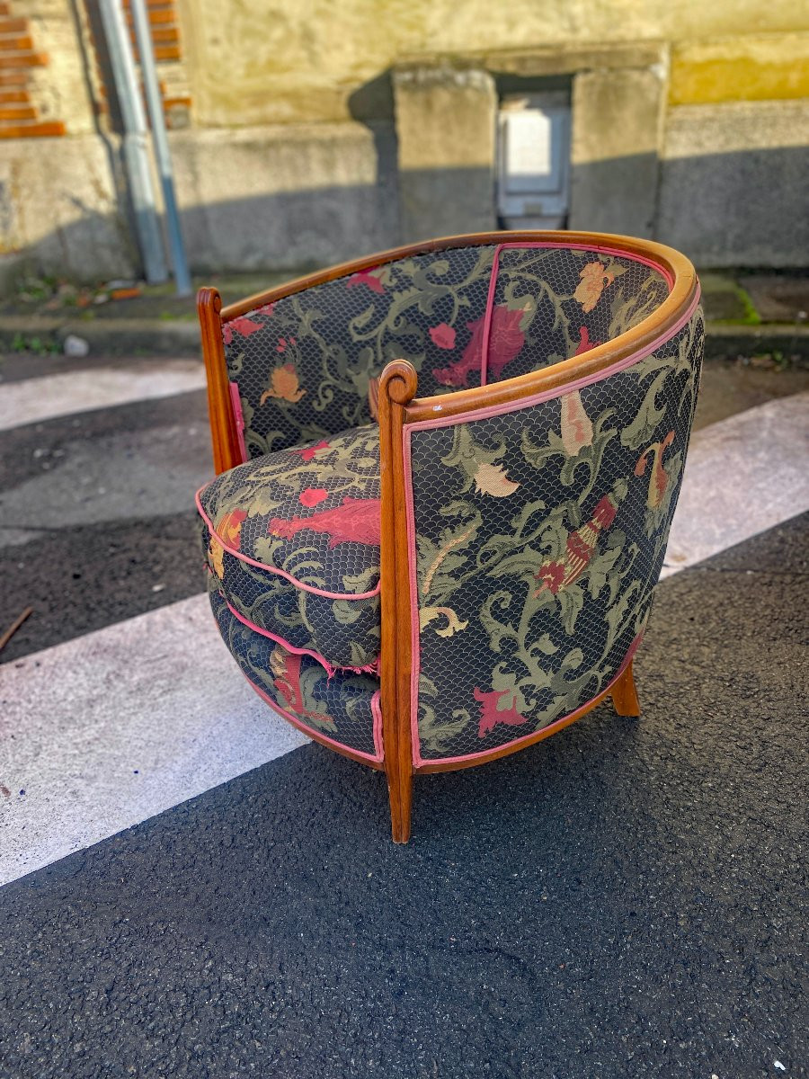 Paire d'originaux  fauteuils corbeille art deco circa 1920/1930-photo-1