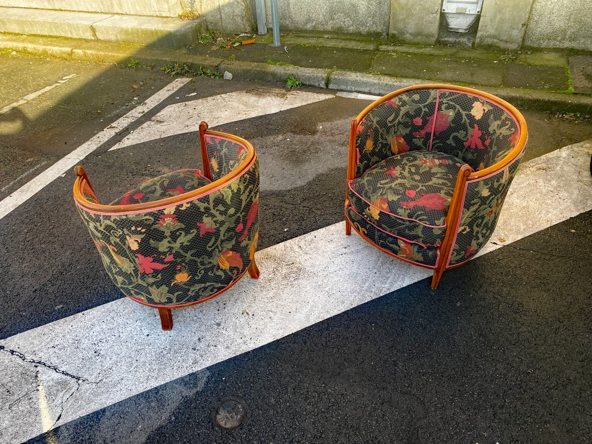 Paire d'originaux  fauteuils corbeille art deco circa 1920/1930-photo-7