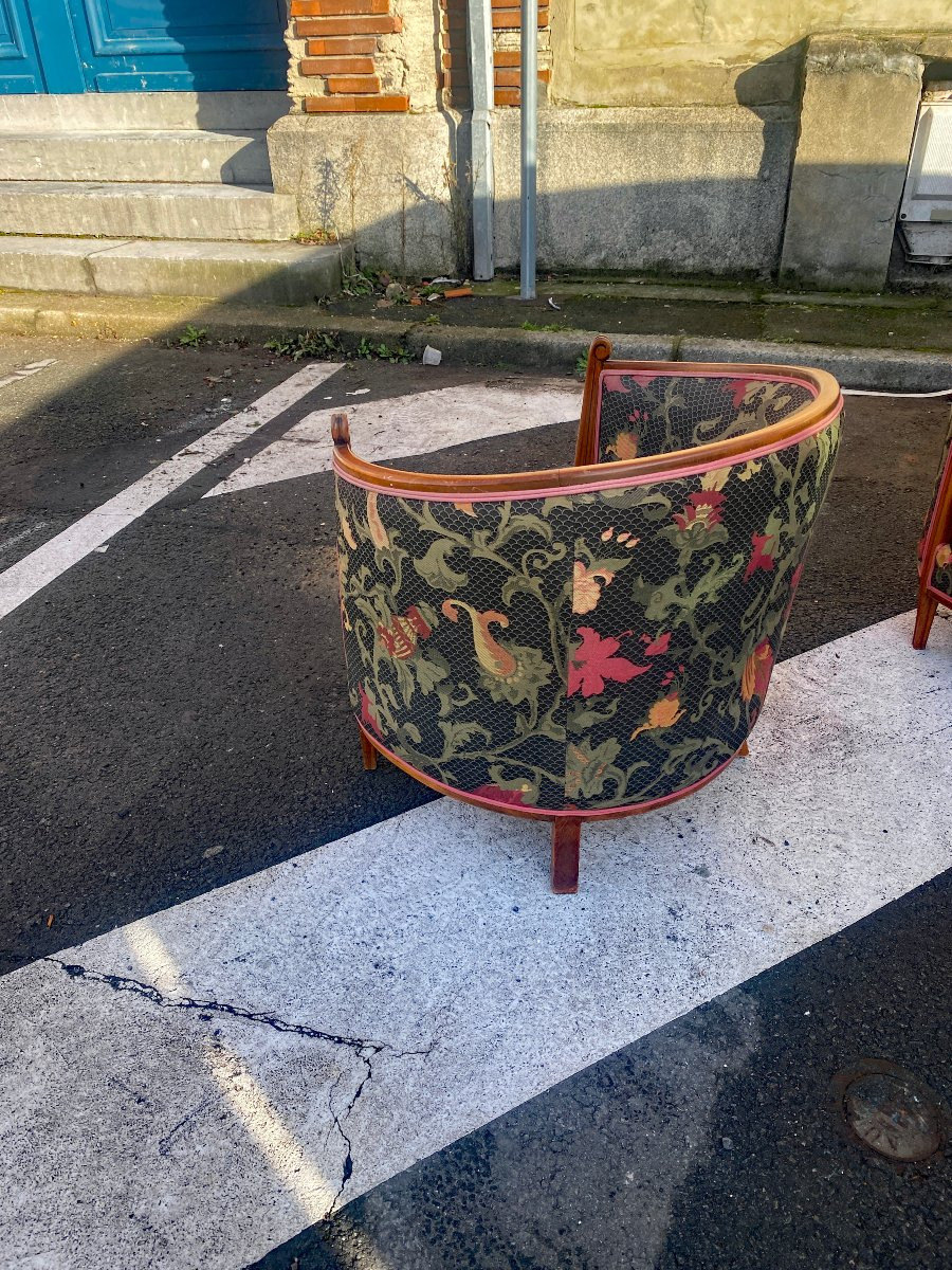 Paire d'originaux  fauteuils corbeille art deco circa 1920/1930-photo-8