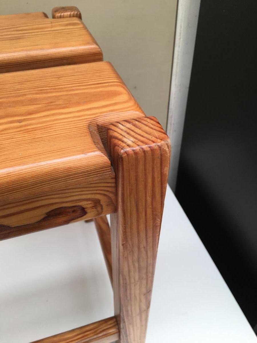 Pierre Gautier-delaye, Six Tabourets En Pin, Circa 1956 -photo-3