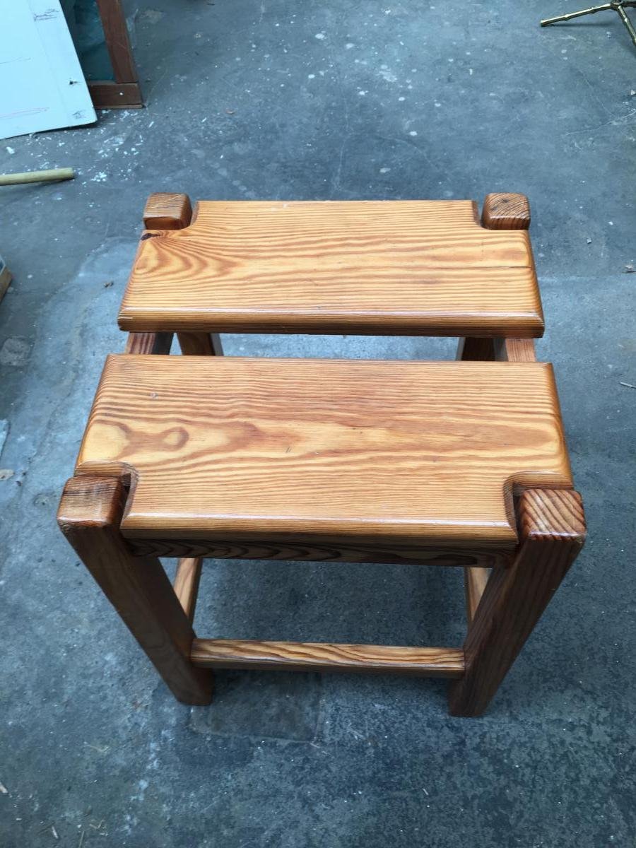 Pierre Gautier-delaye, Six Tabourets En Pin, Circa 1956 -photo-5