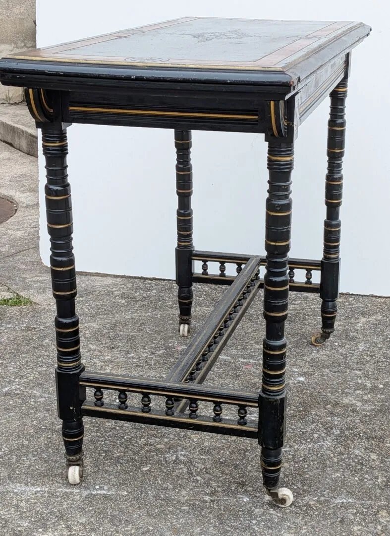 Original Napoleon III Console Table Forming A Games Table, Made Of Blackened Wood And Amboyna Burl  -photo-3