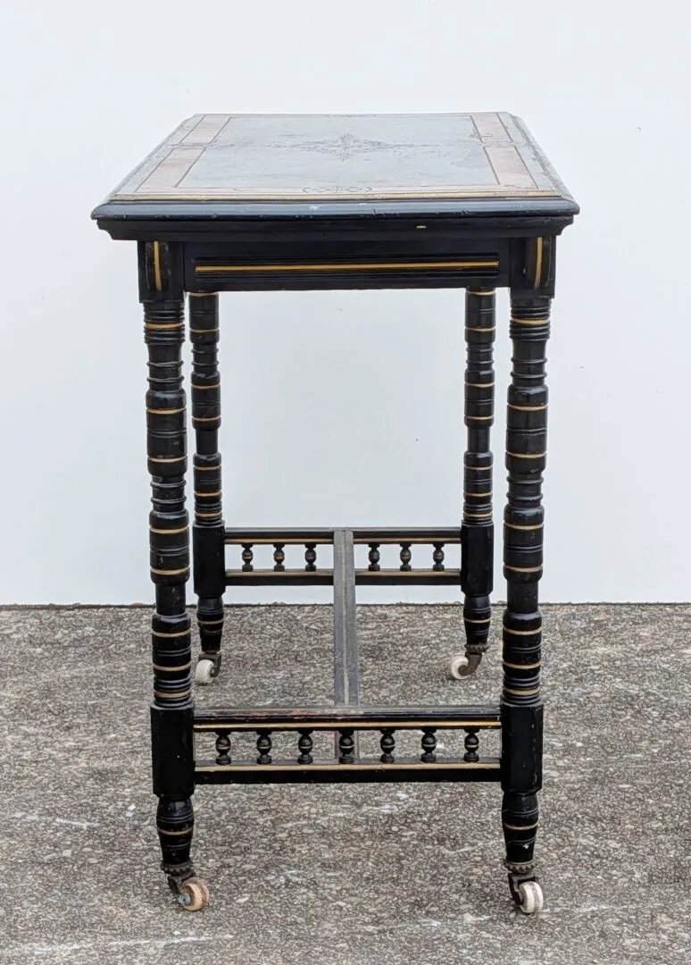 Original Napoleon III Console Table Forming A Games Table, Made Of Blackened Wood And Amboyna Burl  -photo-2