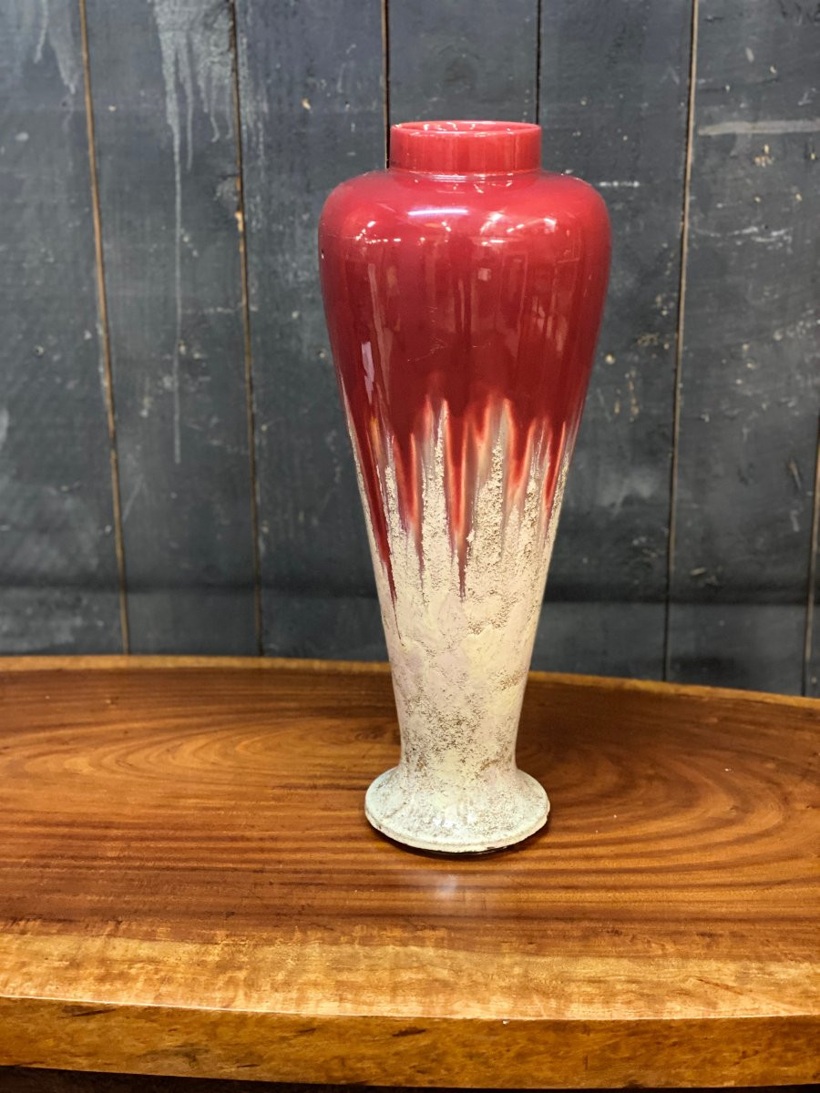 Grand vase art nouveau en céramique circa 1900 -photo-2