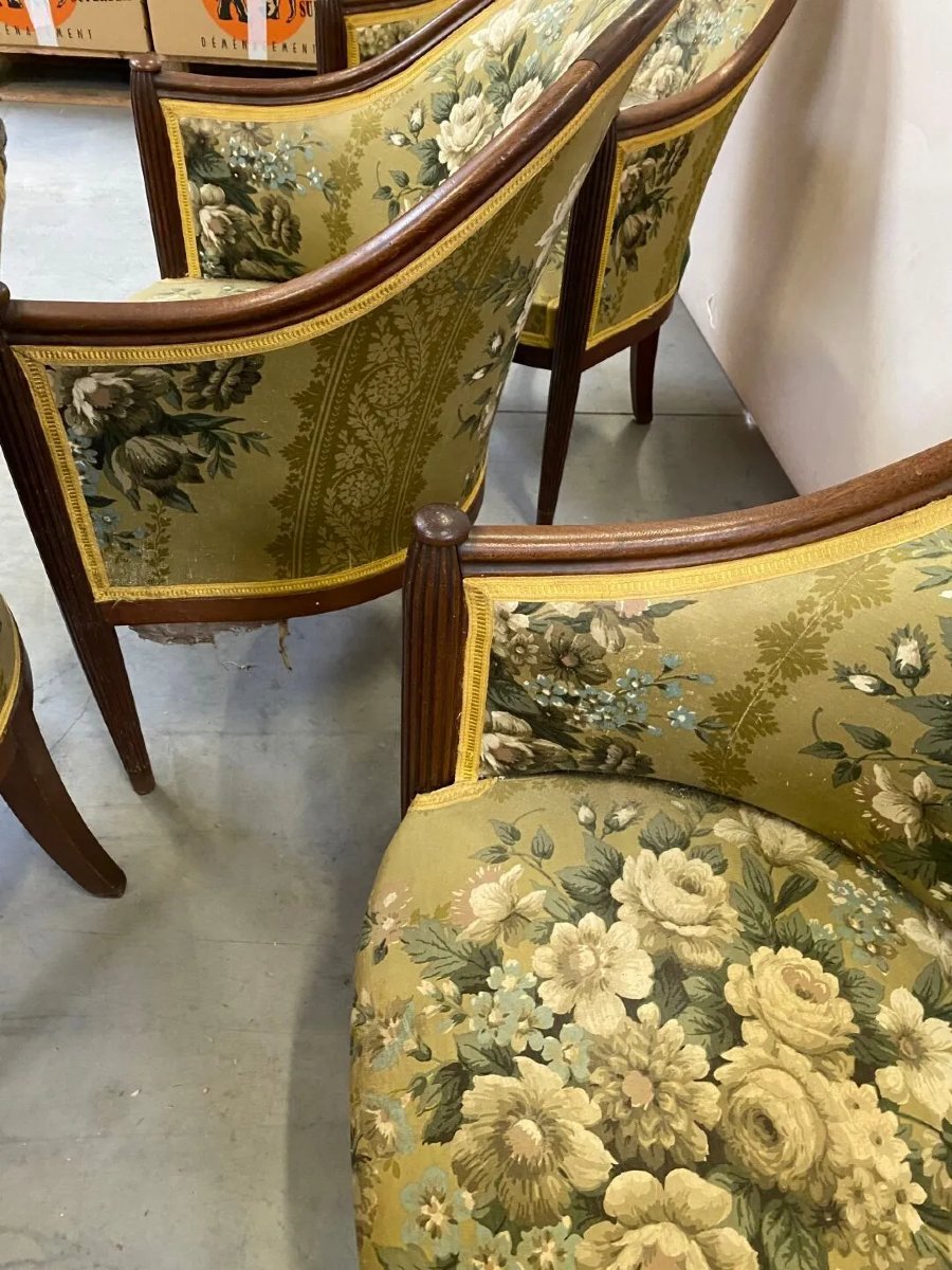 Set Of 4 Art Deco Armchairs Circa 1920/1930, Lovely Fabric-photo-4