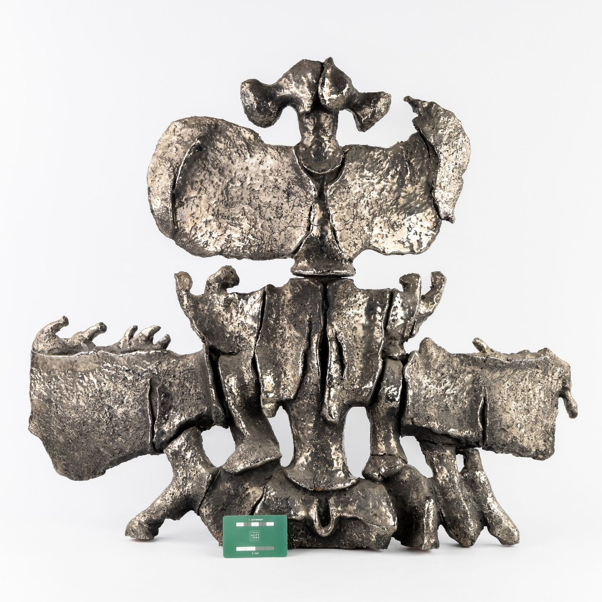 Yves Rhaye (1936-1995) "Composition", grande sculpture en terre cuite émaillée.  (79cm de haut)-photo-3