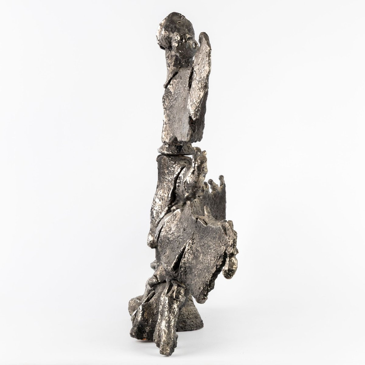 Yves Rhaye (1936-1995) "Composition", grande sculpture en terre cuite émaillée.  (79cm de haut)-photo-7