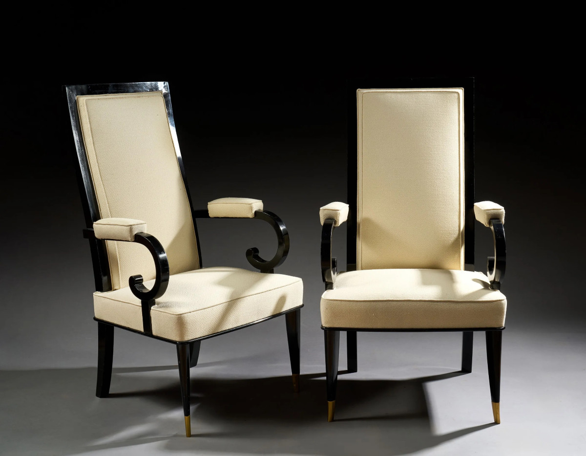 Pair Of Art Deco Lacquered Wood Armchairs Circa 1930/1940
