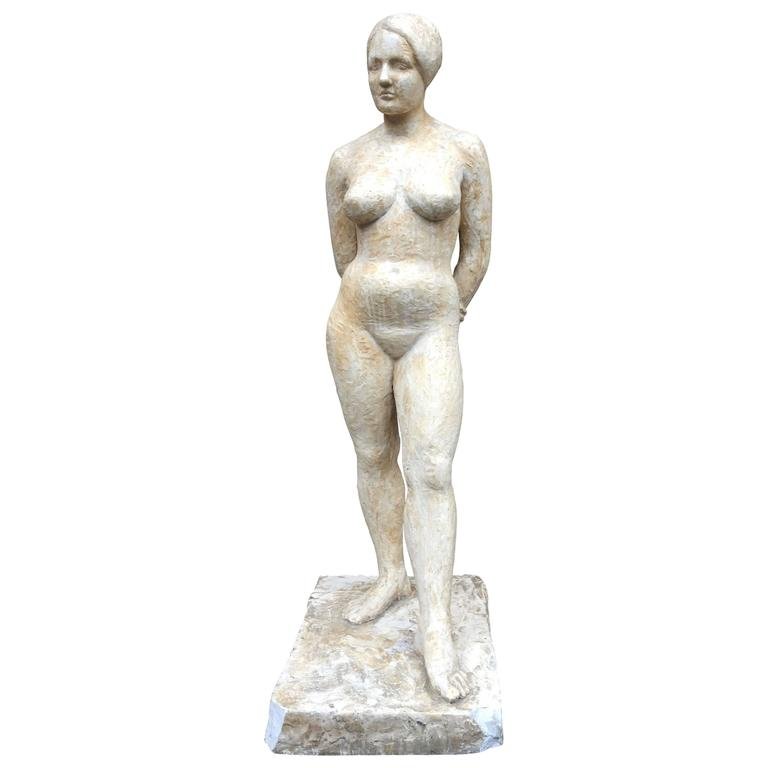 grande statue epoque art deco en platre vers 1930/1950 -photo-2