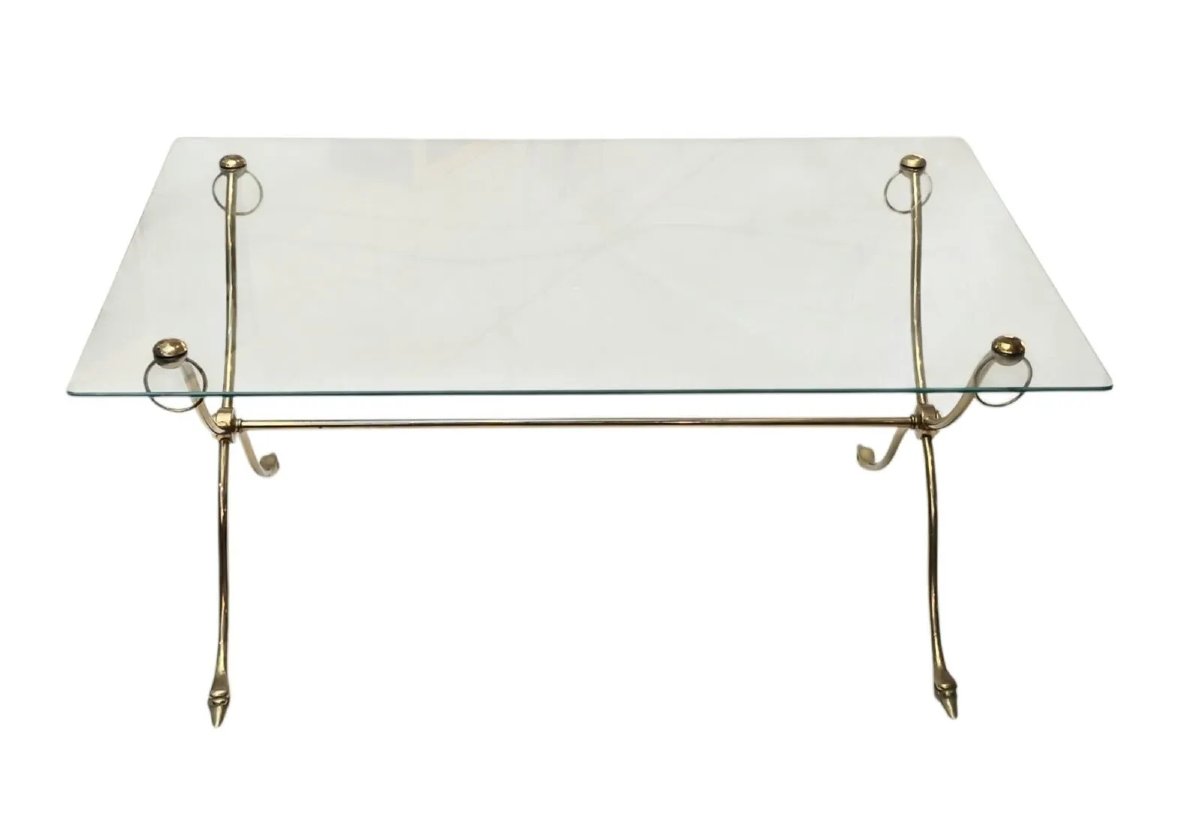 table de salon circa 1950/1960 en laiton dans le gout de la Maison Baguès-photo-2